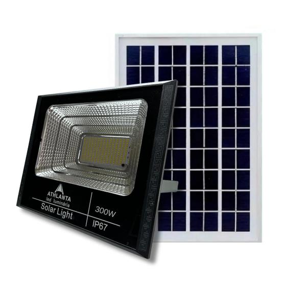 Imagem de Refletor Solar Led Holofote 300W Placa Solar Prova Dágua 
