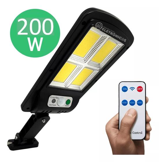 Imagem de Refletor Solar Sem fio Sensor Presença 200w Para Noite IP65 Com Controle DY8786