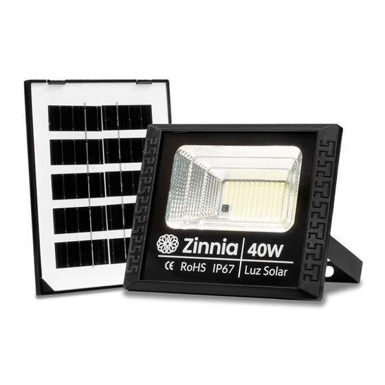 Imagem de Refletor Solar Zinnia ZRS40, Led, 40W, Bateria 1800Mah, Com Controle Remoto, IP67, ZNE-ZRS40V2-01