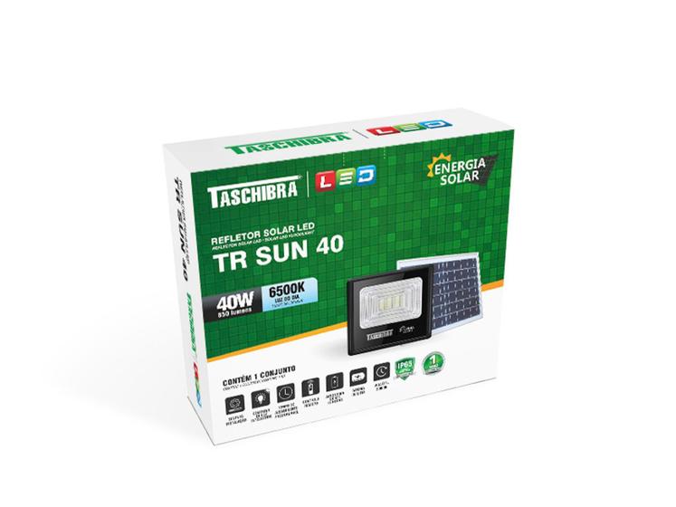 Refletor Taschibra Led Solar TR SUN 40W Preto 6500K (Luz Branca) Menor preço em Refletor Taschibra Led Solar TR SUN 40W Preto 6500K (Luz Branca)