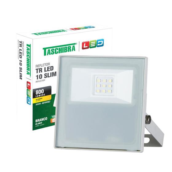 Imagem de Refletor Taschibra Led TR Slim 10W 3000K Branco Bivolt