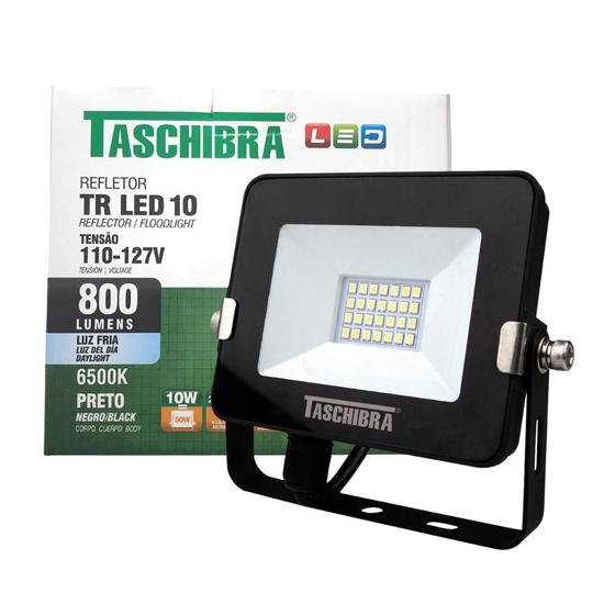 Imagem de Refletor Taschibra Led Tr Slim 10W 6500K Preto 110V