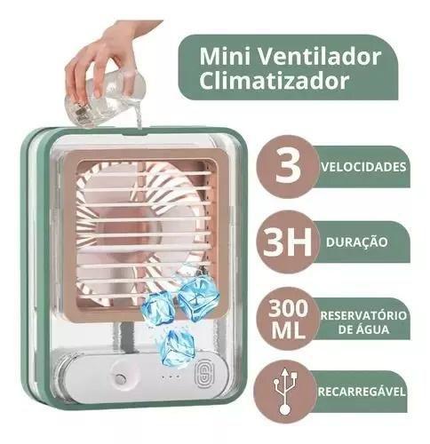 Imagem de Refresque com Estilo: Mini Climatizador Umidificador Mesa Ventilador Recarregável