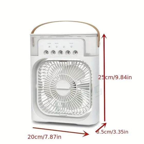 Imagem de Refrigerador De Ar Ventilador Umidificador Portátil Com Led Reservatório De Água Led TIPO C USB Rotação em 180 