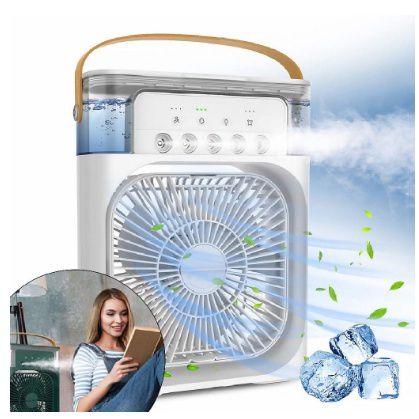 Imagem de Refrigerador De Ar Ventilador Umidificador Portátil Com Led Reservatório De Água Led Usb