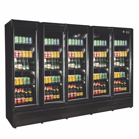 Imagem de Refrigerador/ Expositor Vertical p/ Bebidas RF-024-B All Black - 5 Portas 1720 L -5 a +5C Ar Forçado LED - Frilux