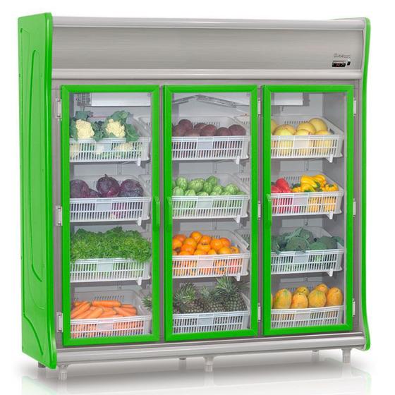 Imagem de Refrigerador Vertical Hortifrutícula GEHF-3P VL Verde Limão Gelopar 3 Portas Frost Free 1490 Litros