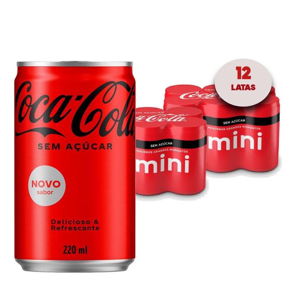 Imagem de Refrigerante Coca Cola Sem Açucar Lata 220Ml ( 12 Latas )