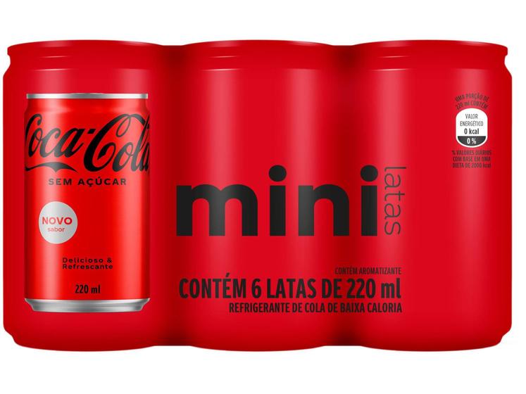 Imagem de Refrigerante Lata Coca-Cola Zero - 6 Unidades 220ml