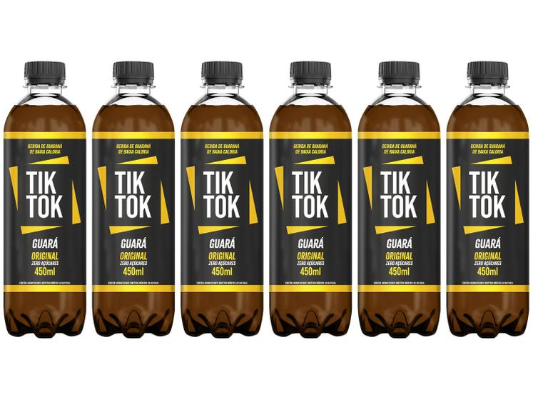 Imagem de Refrigerante Tik Tok Guará Original Guaraná Zero Açúcar 6 Unidades 450ml