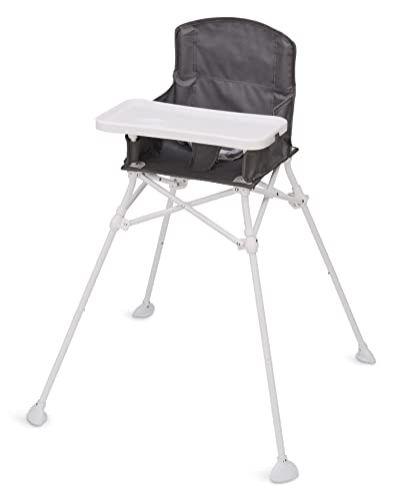 Imagem de Regalo My High Chair Portable Travel Fold & Go Highchair, Interior e Exterior, Kit de Bônus, Inclui Bandeja com Suporte de Copos, Cinza