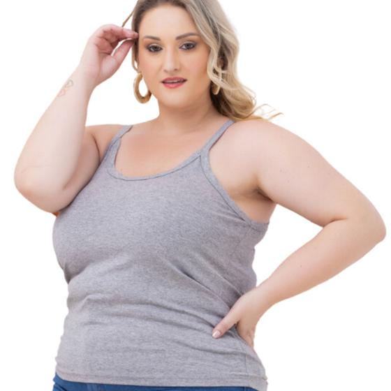 Imagem de Regata Alcinha Fina Feminina Plus Size Básica Lisa 3026.c1