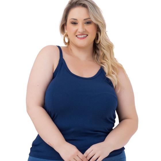 Imagem de Regata Alcinha Fina Feminina Plus Size Básica Lisa 3026.c1
