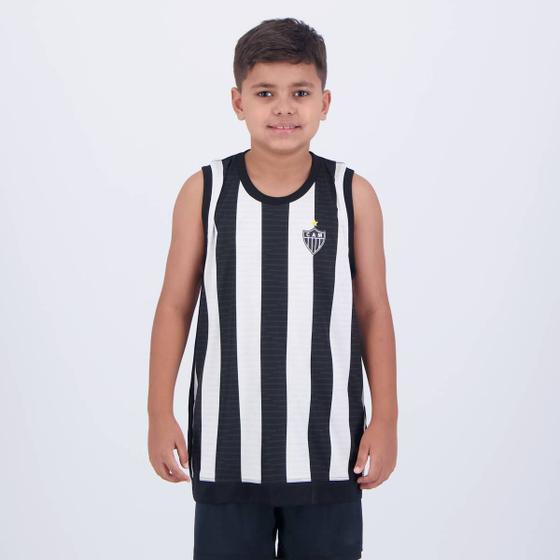 Imagem de Regata Atlético Mineiro Division Infantil Preta e Branca