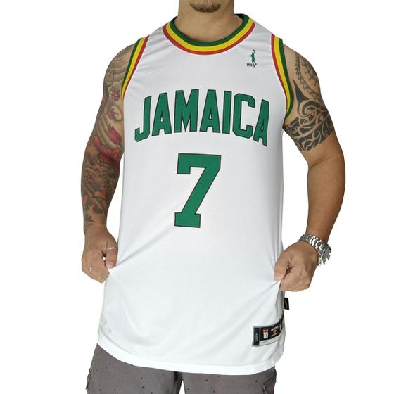 Imagem de Regata Basquete M10 Plus Size Jamaica Reggae Branco