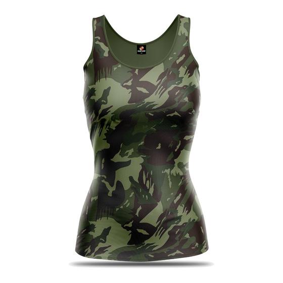 Imagem de Regata Blusa Camiseta Feminina ADStore Academia Basica Tradicional Exercito Camuflado