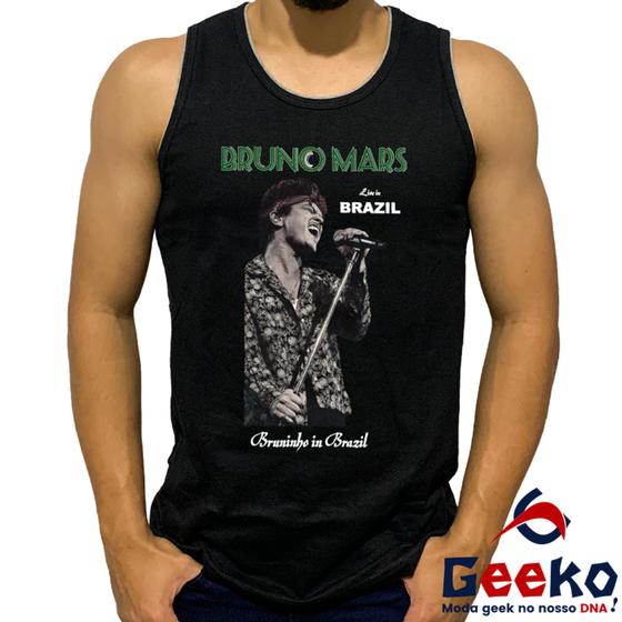 Imagem de Regata Bruno Mars 100% Algodão Bruninho Live in Brazil 2024 Brasil Camiseta Regata Geeko 03