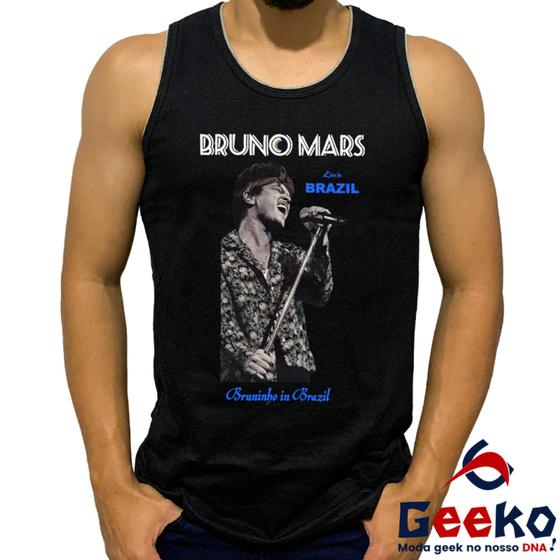 Imagem de Regata Bruno Mars 100% Algodão Bruninho Live in Brazil 2024 Brasil Camiseta Regata Geeko 05