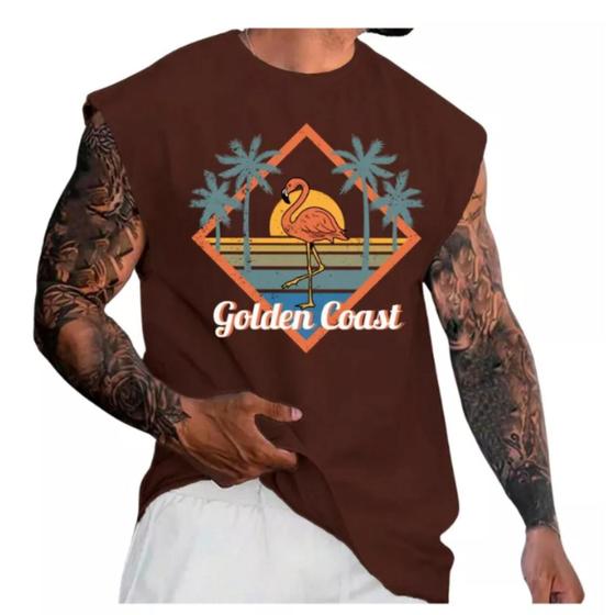 Imagem de Regata Camiseta Moda Verão Coqueiros Golden Estilo Streetwear - BT196