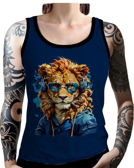 Imagem de Regata Camiseta Tshirt Animais Óculos Leão Fone Moderno 4