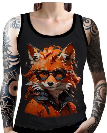 Imagem de Regata Camiseta Tshirt Animais Óculos Raposa Moderna 5