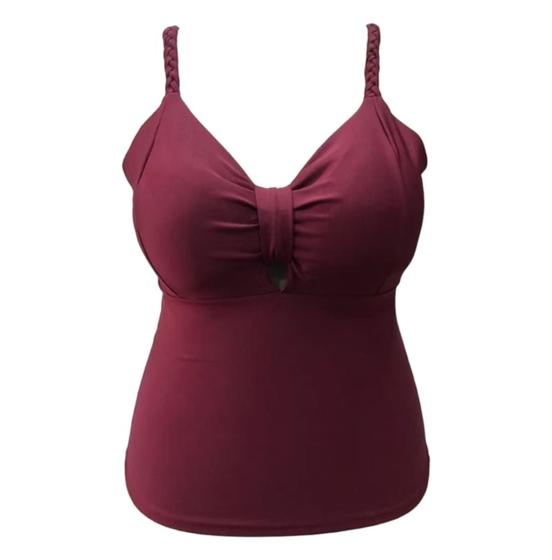 Regata com bojo embutido compressão plus size alça trabalhada de trança ...