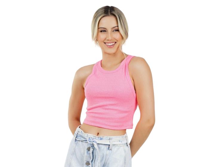 Imagem de Regata Cropped Canelado Ribana Feminina Bicolor