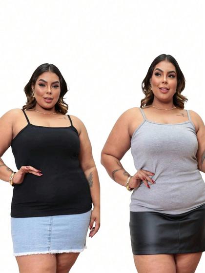 Imagem de Regata Feminina Alcinha Fina Com Forro Plus Size