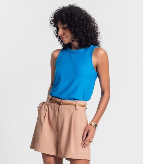 Imagem de Regata Feminina Com Decote Trabalhado Rovitex Azul