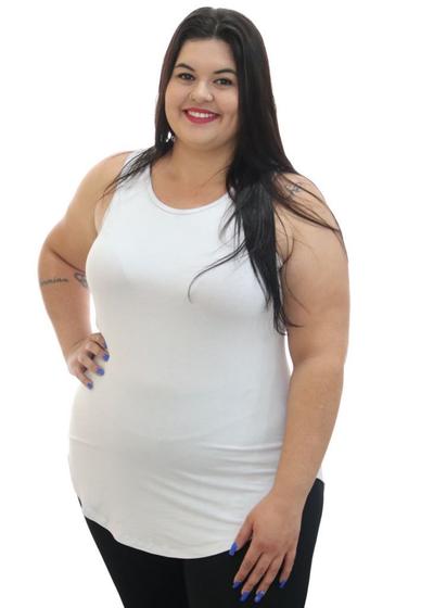 Imagem de Regata Feminina Long line Sobrelegging Alongada Extra Plus Size Básica Cobre Bumbum Várias Cores