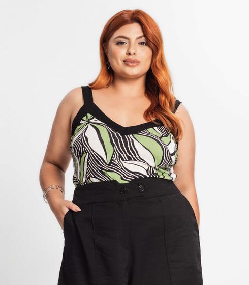 Imagem de Regata Feminina Plus Size Estampada Secret Glam Verde