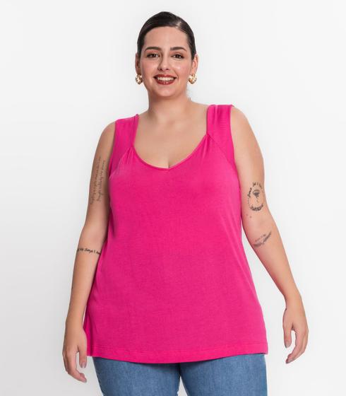 Imagem de Regata Feminina Plus Size Visco Tricot Secret Glam Rosa