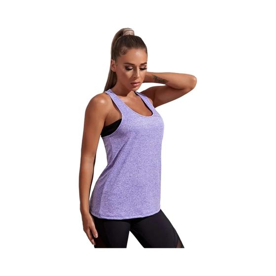 Imagem de Regata Fitness Yoga Vazada para Mulheres - Blusa Esportiva em Cor Sólida