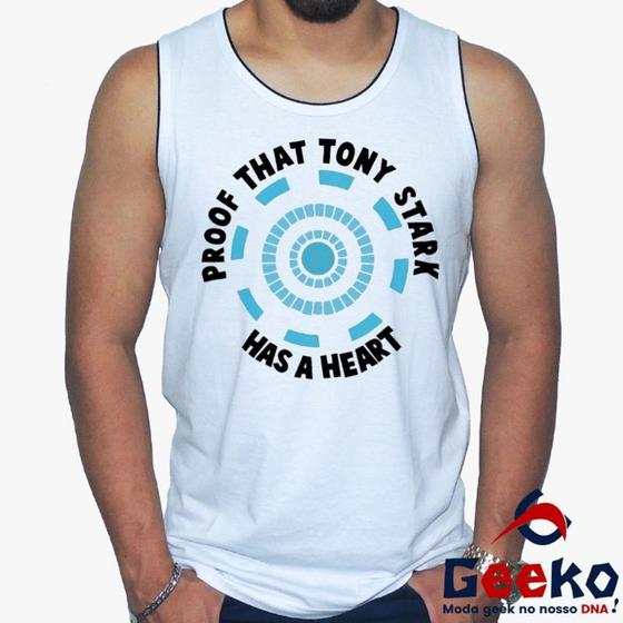 Imagem de Regata Homem de Ferro 100% Algodão Proof That Tony Stark Has A Heart Geeko