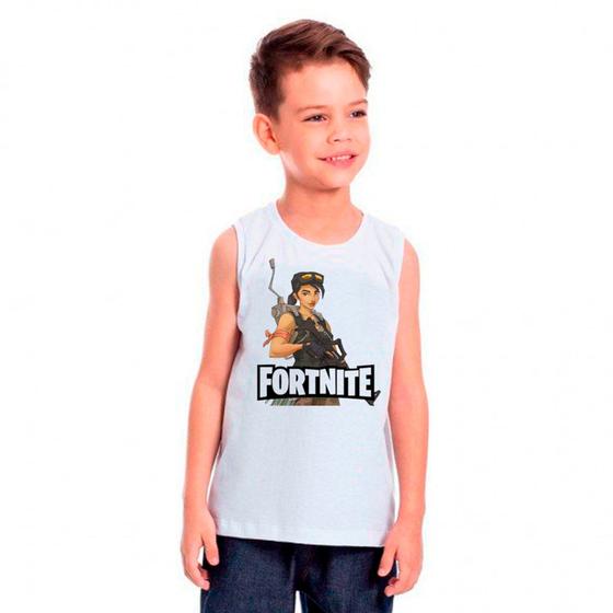 Imagem de Regata Infantil Branca Fortnite 12