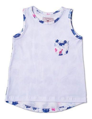 Imagem de Regata Infantil Com Bolso Floral Azul Toffee - Nº03