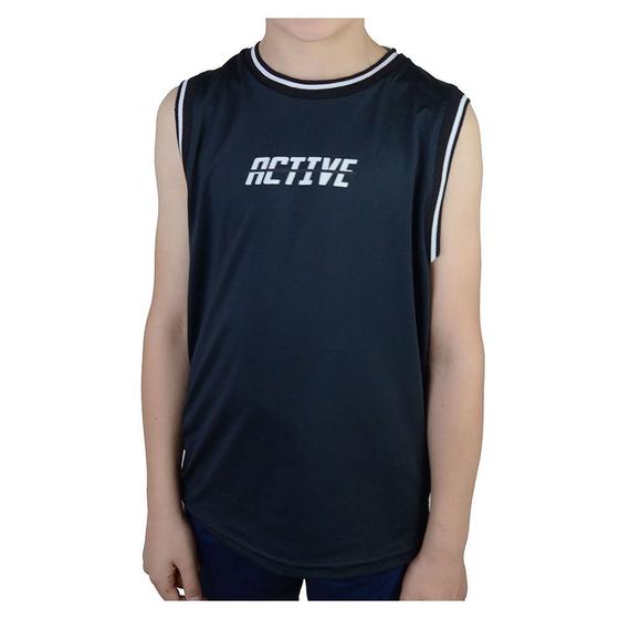 Imagem de Regata Infantil Masculina Brandili Active Dry Fit Preta 2646