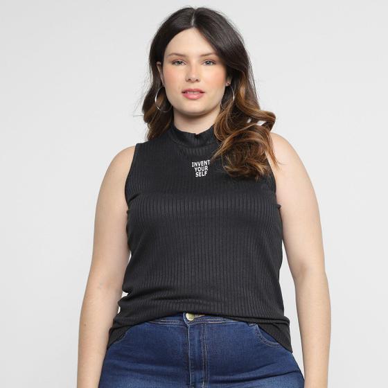 Imagem de Regata Lecimar Plus Size Canelada Feminina