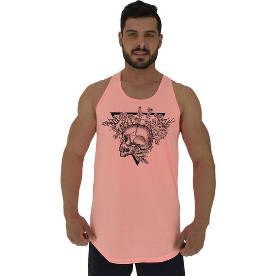 Imagem de Regata Longline Estampada Masculina MXD Conceito Caveira e Rosas