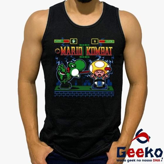 Imagem de Regata Mario Kombat 100% Algodão Super Mario Bros Mortal Kombat Geeko