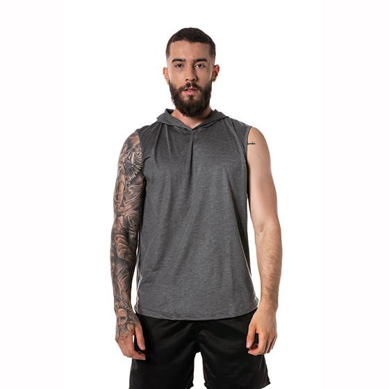 Imagem de Regata Masculina Chumbo Capuz Oversized Longline