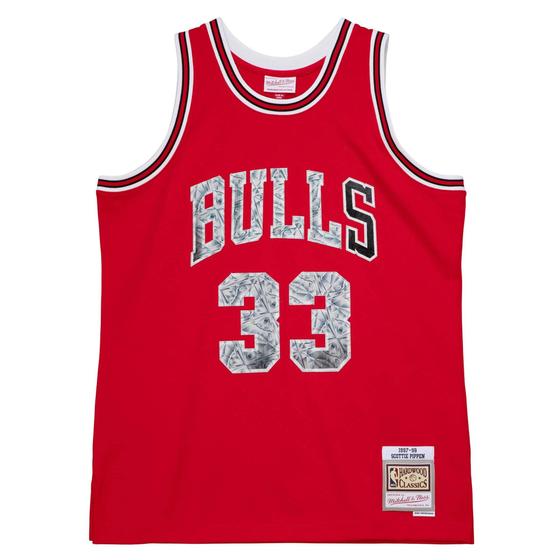 Imagem de Regata Mitchell & Ness Swingman Jersey 75th Anniversary Lenticular Chicago Bulls Scottie Pippen Chicago Bulls 1997-1998 Vermelha