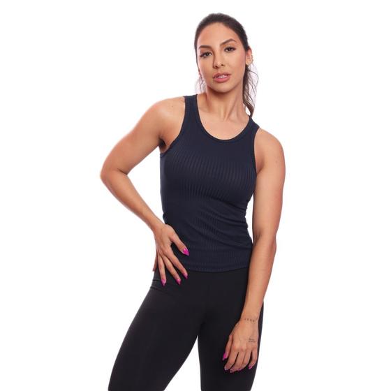 Imagem de Regata Nadador Canelada Feminina Lisa Blusa Blusinha Básica Treino Academia