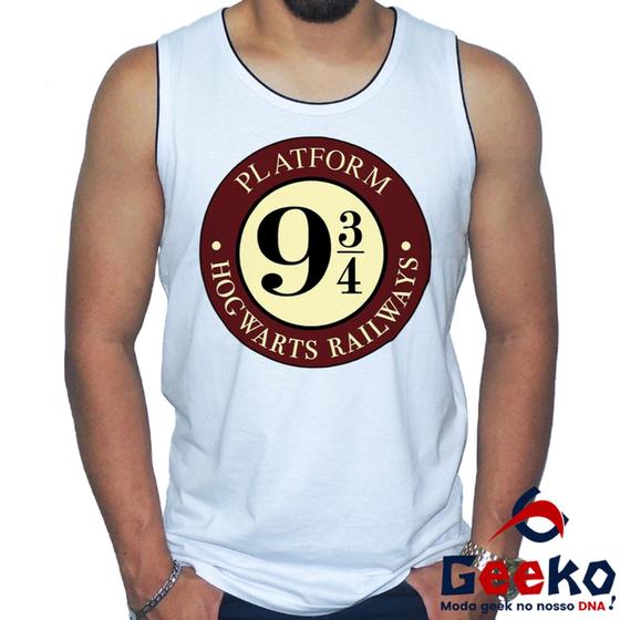 Imagem de Regata Plataforma 9 3/4 100% Algodão Harry Potter Hogwarts Camiseta Regata Geeko