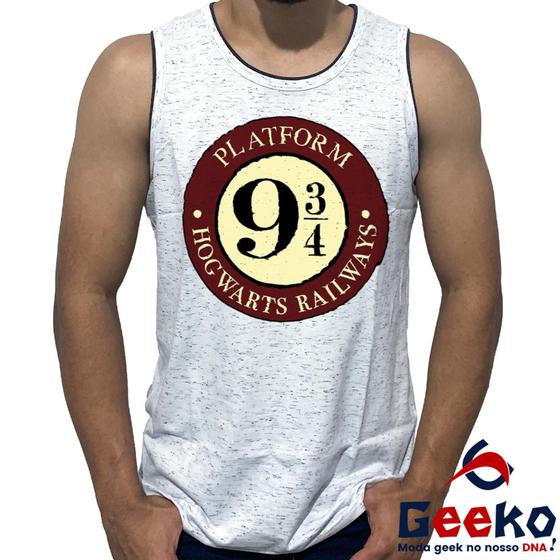 Imagem de Regata Plataforma 9 3/4 100% Algodão Harry Potter Hogwarts Camiseta Regata Geeko