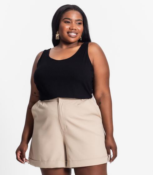 Imagem de Regata Plus Size Em Ribana Canelada Secret Glam Preto