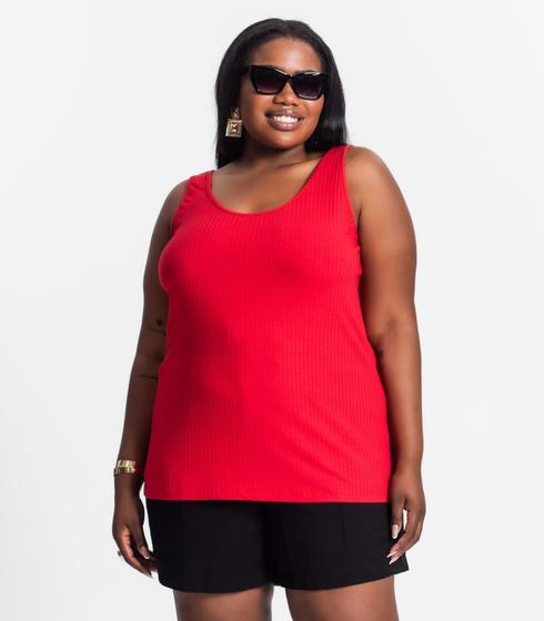 Imagem de Regata Plus Size Em Ribana Canelada Secret Glam Vermelho