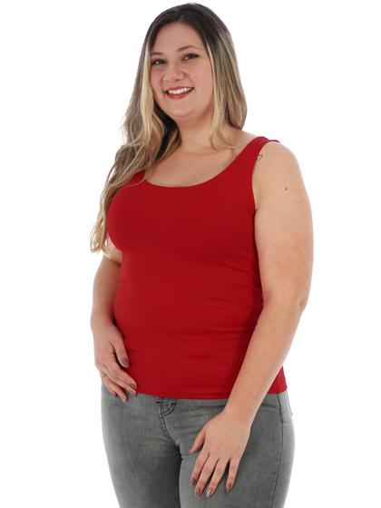 Imagem de Regata Plus Size Feminina Lisa Fitness Poliamida Vermelho