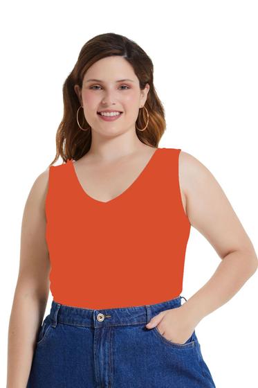 Imagem de Regata Plus Size Lunender Canelada Laranja