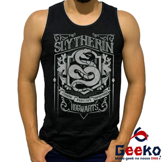 Imagem de Regata Sonserina 100% Algodão Harry Potter Hogwarts Slytherin Camiseta Regata Geeko 01